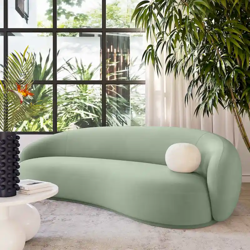 Curved Velvet Upholstered Sofa