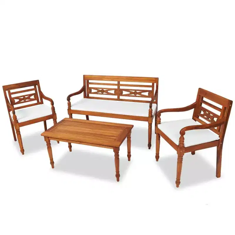 vidaXL Patio Furniture Set Set of 4 Brown Teak Wood Medium Durable