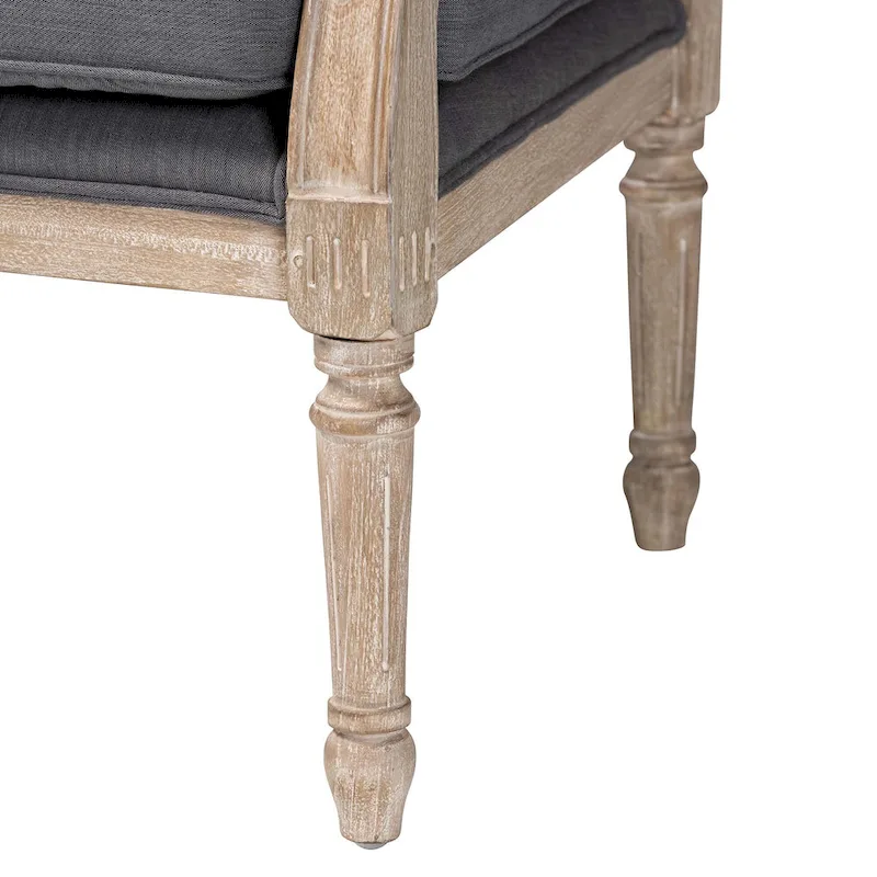 Ivory French Provincial Armchair, Single Seat, Carved Mahogany & Rattan