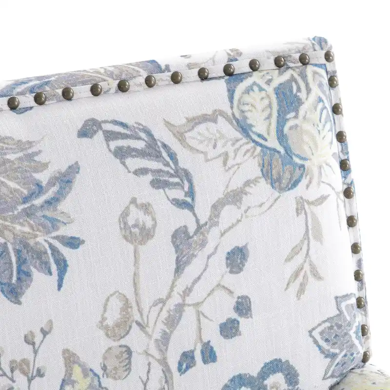 Club Chair Linen Upholstered Accent Armchair with Nailhead Trim and Wood Legs, Rivets design