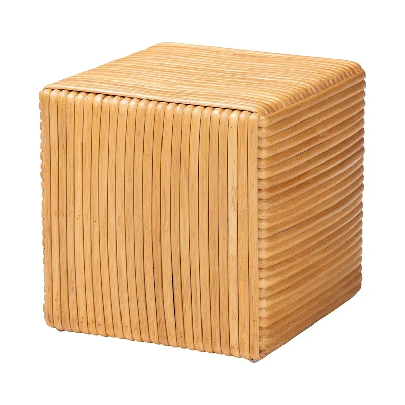 Bohemian Light Honey Rattan Footstool