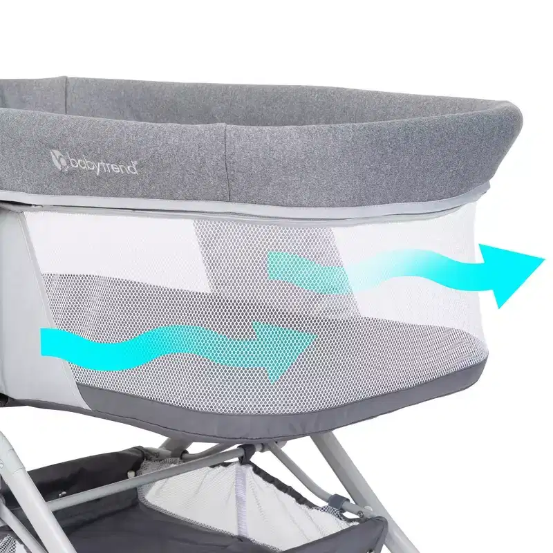 Baby Trend Quick-Fold 2-in-1 Rocking Portable Bassinet - Shadow Stone Gray: Modern Design, Foldable Metal Frame