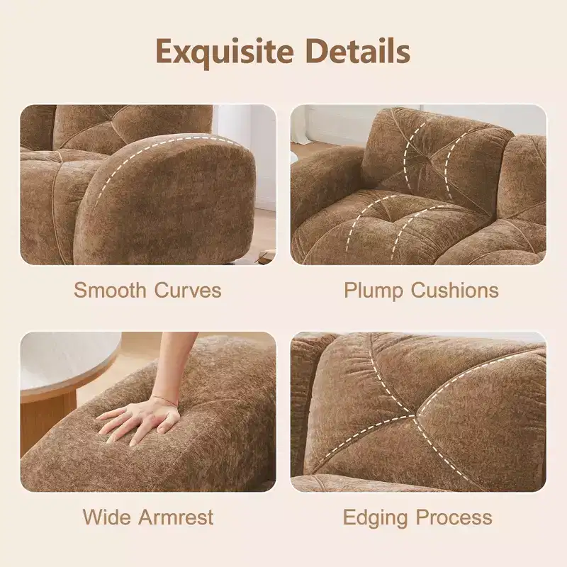 Clihome 2-Seater Tufted Sofa Couches with boneless Sofa,Soft Velvet Fabric,Bottom Anti-Slip Design,32D High Density Sponge,Ergonomic Design Bottom