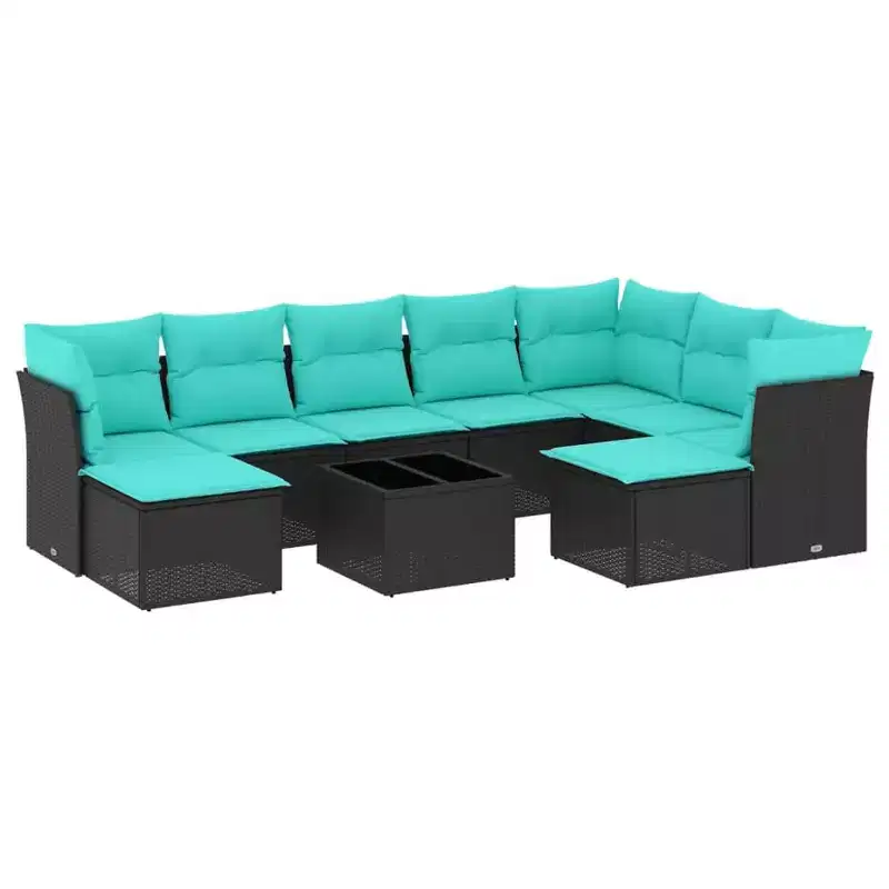 vidaXL 10 Piece Patio Sofa Set with Cushions Poly Rattan