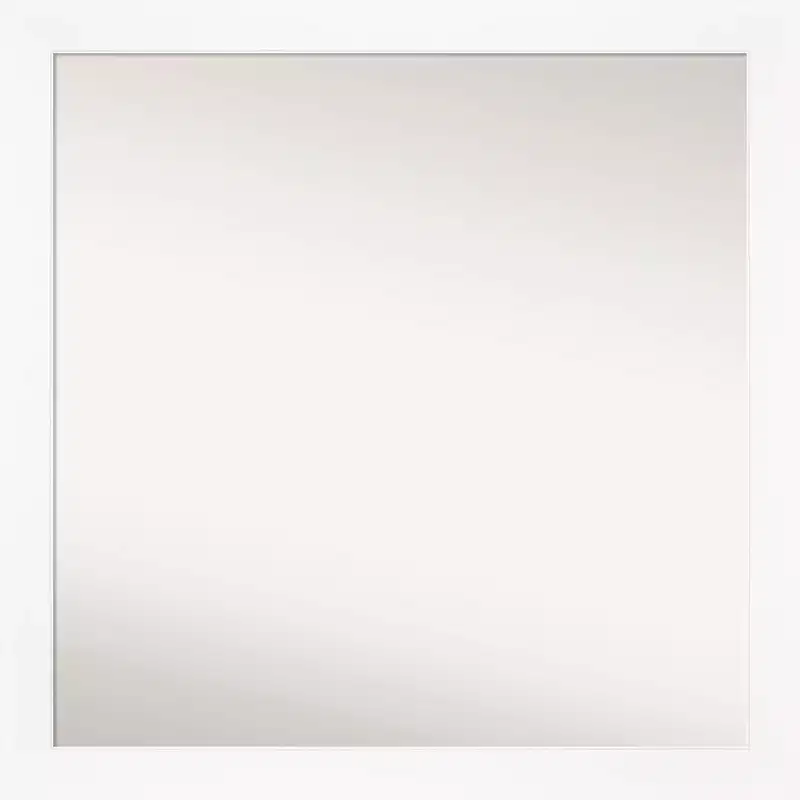 29" x 29" Non-Beveled Cabinet White Narrow Wall Mirror - Amanti Art: Modern Square, Polystyrene Frame, Includes Mounting Hardware