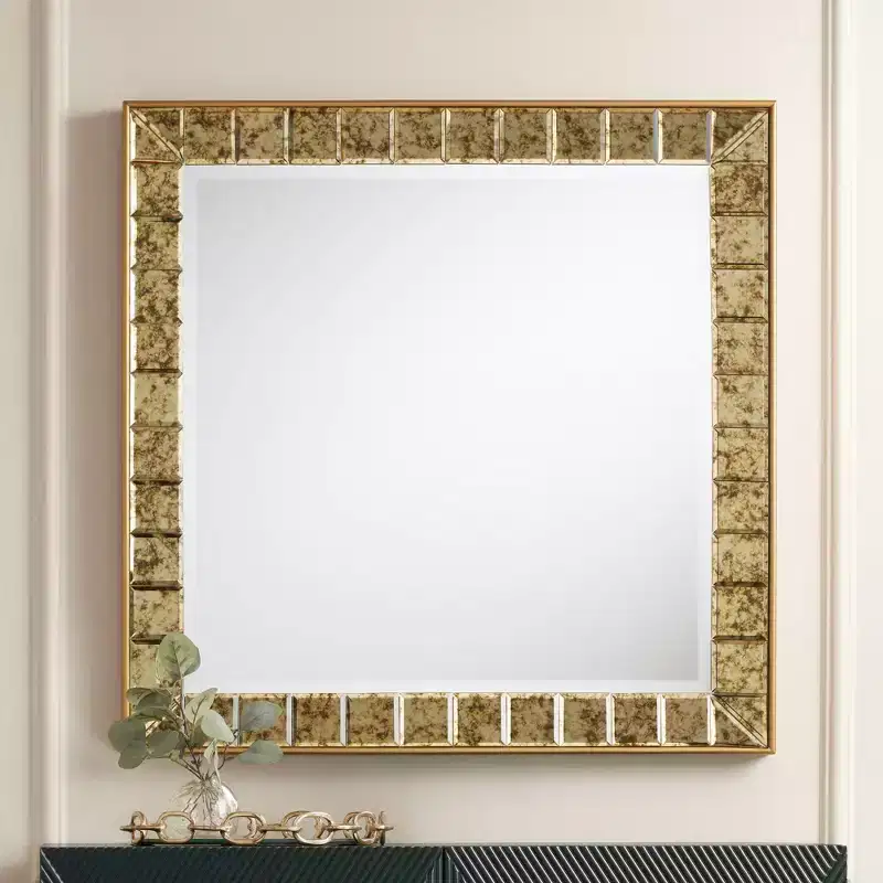 31 1/2 x 31 1/2 Square Antique Gold Wall Mirror