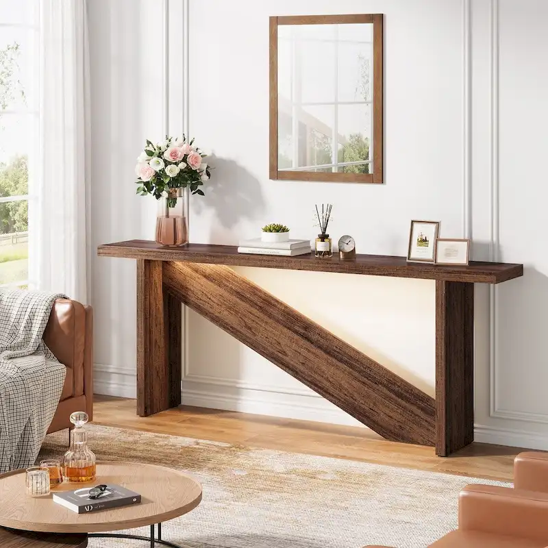 70.86in Wide Console Table, Entry Table with Motion-sensing LED Light, narrow Sofa Table