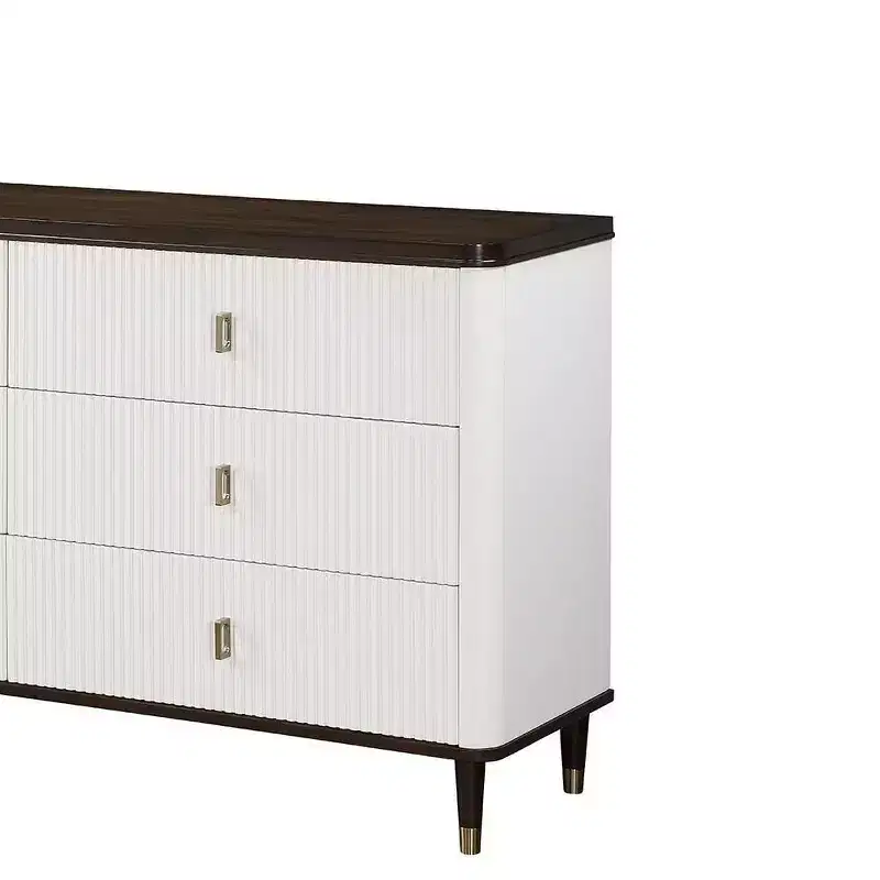 Acme Furniture 66.5" Carena Decorative Storage Drawer White & Brown Finish: 5-Drawer Wood Composite, No Assembly Required