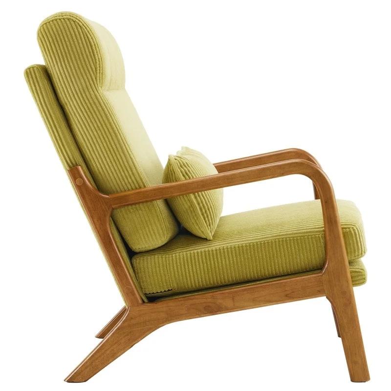 High Back Solid Wood Armrest Backrest Leisure Chair Accent Chair