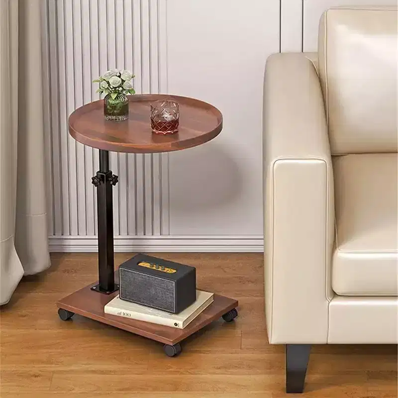 C Shaped End Table with Adjustable Height and 360° Swivel, Couch Side Table That Slides Under