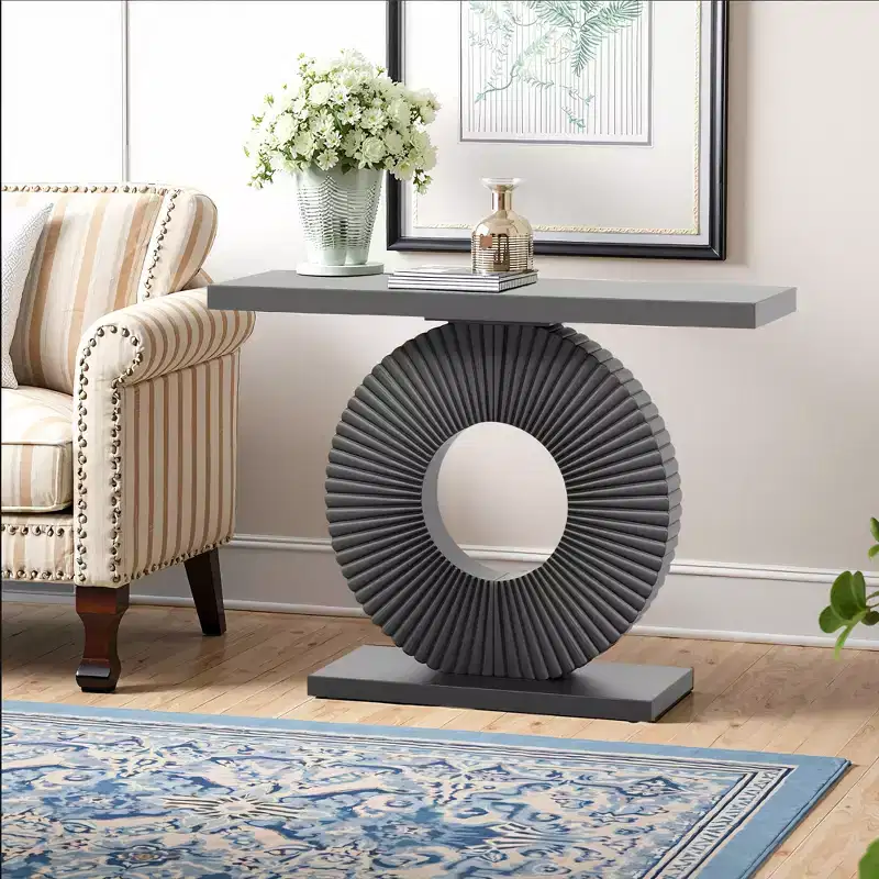 MAYEERTY Stylish Clutter-Free Storage Console Table, Abstract Texture Top Display Table for Collectibles