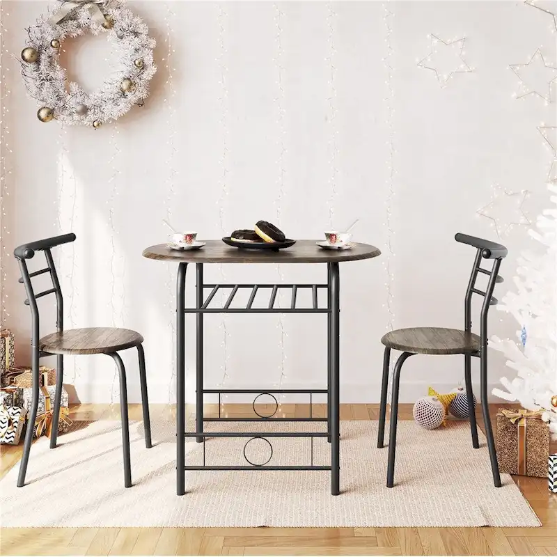 Yaheetech Modern Round Dining Table Set, 3 Piece Dining Room Sets