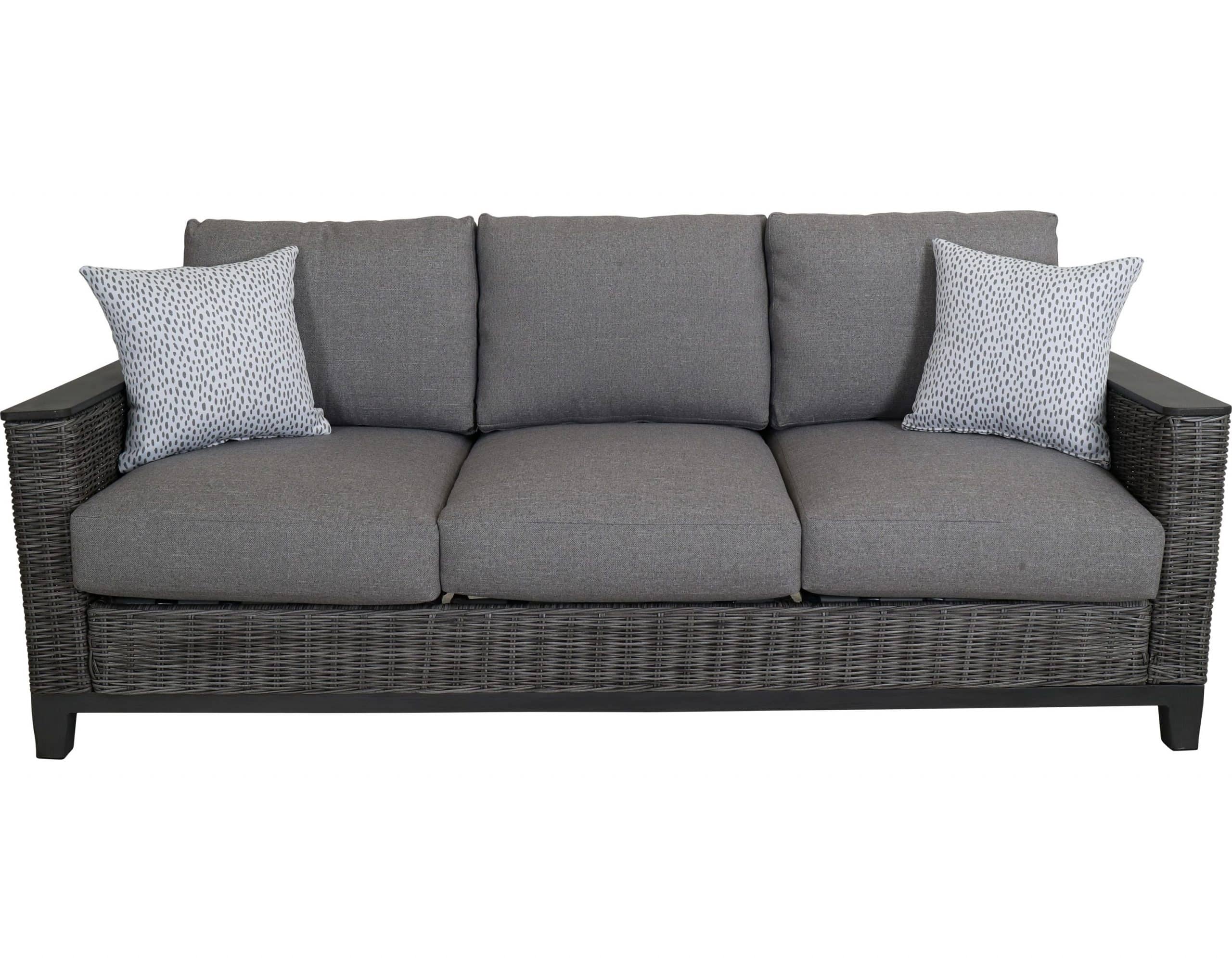 Outdoor Wicker Sofa with Deep Seat Cushions All-Weather Gray