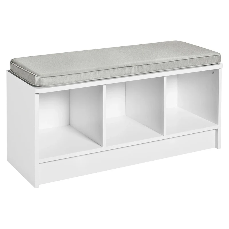 3-Cube Storage Bench with Grey Cushion