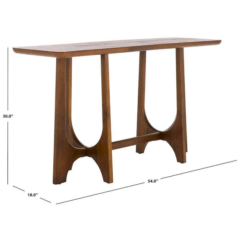 Solid Rubber Wood Console Table – Oak Veneer Finish, 54