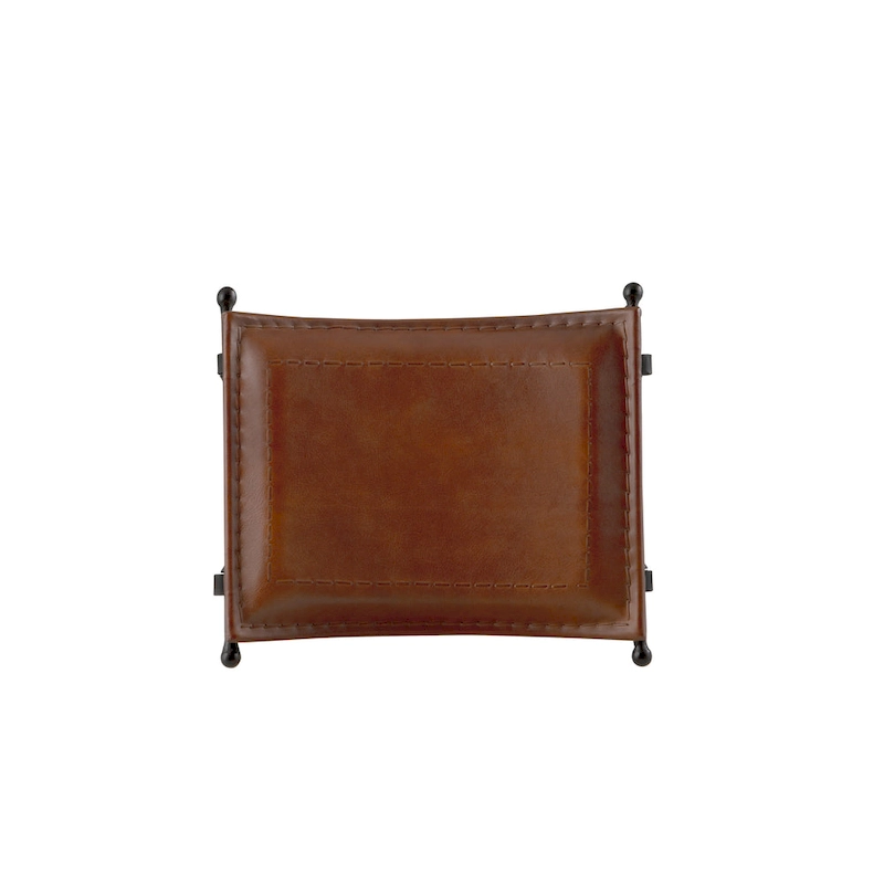 Silla Top Grain Leather Cinnamon Saddle Seat Accent Bench