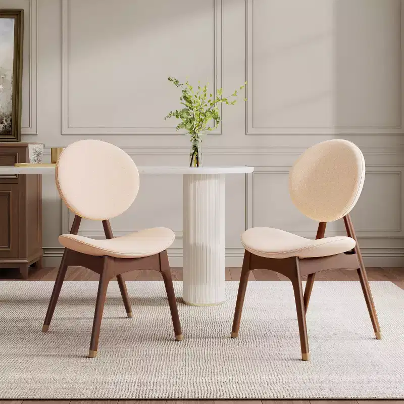 Mid-Century Modern Wood Upholstered Dining Chair (Set of 2)