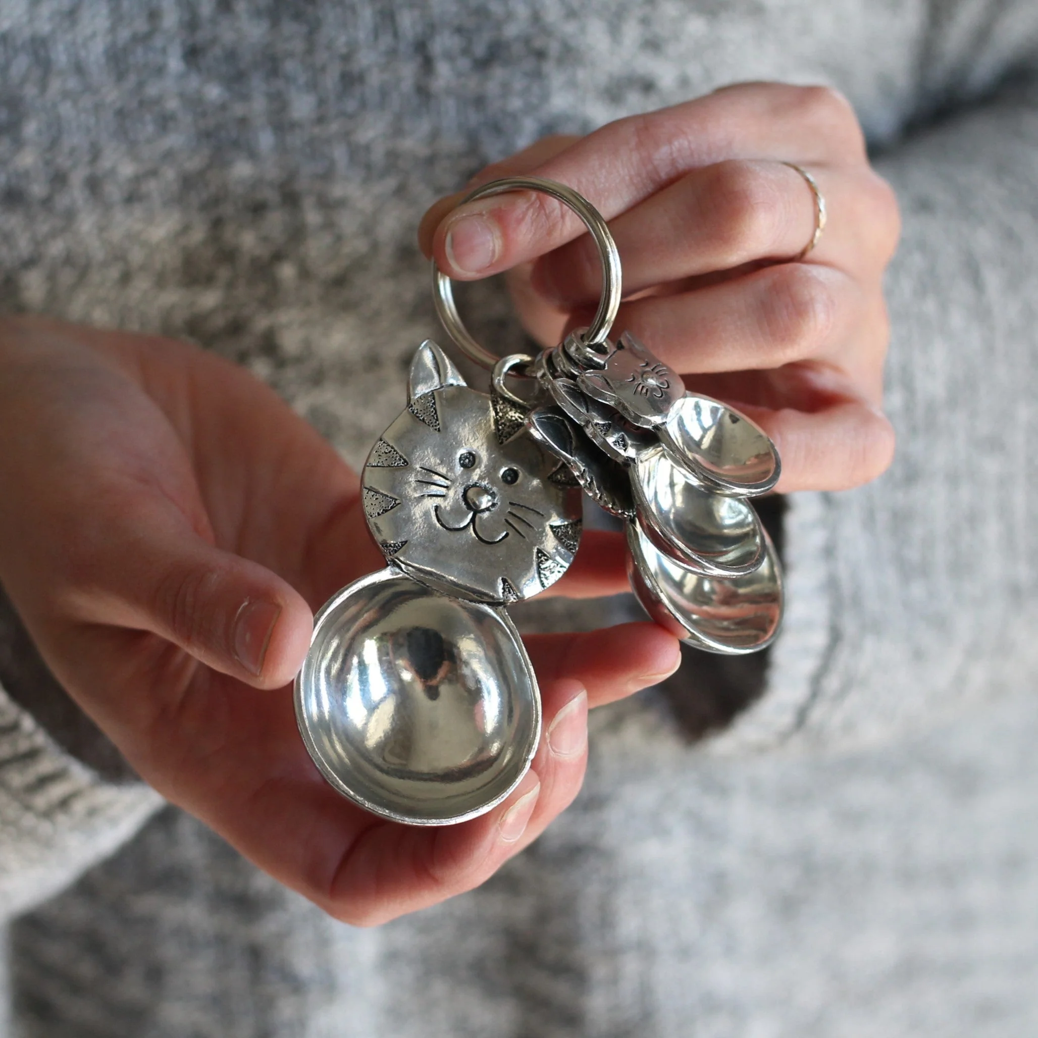 Handmade Pewter Cats Measuring Spoons