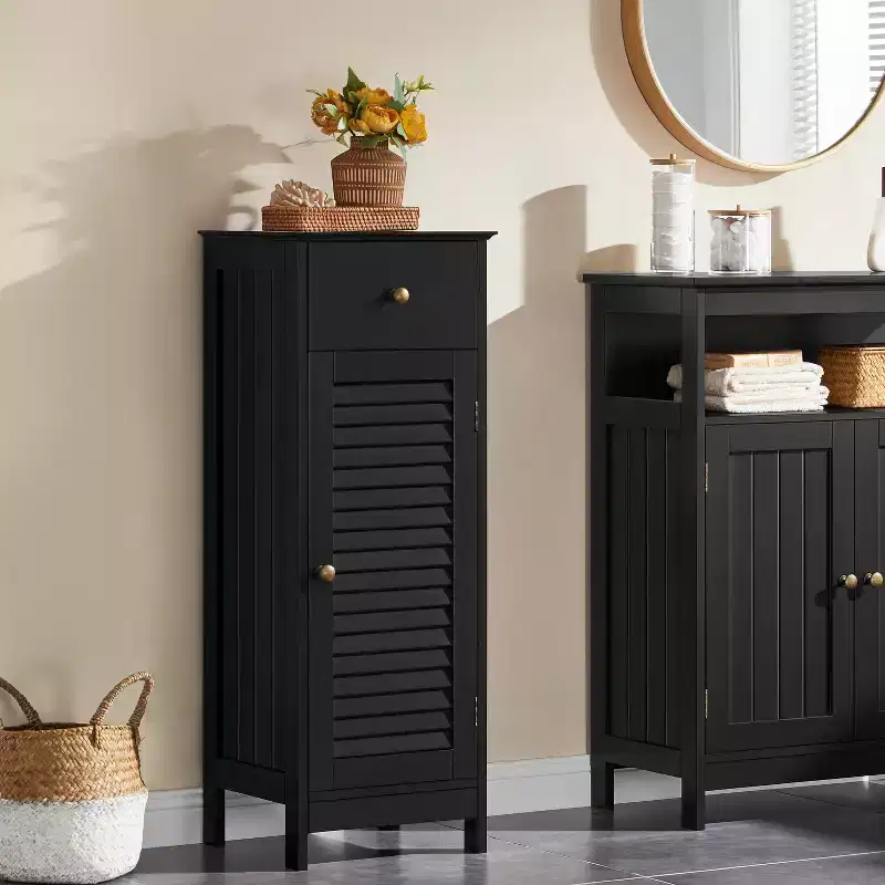 Yaheetech Bathroom Floor Cabinet with Drawer and Single Shutter Door
