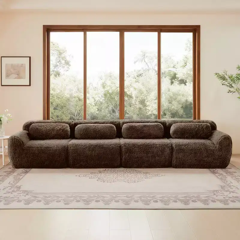 149 Modern Straight Modular Sectional Sofa, 4-Seater Deep Seat Cloud Sofa for Living Room & Bedroom, No Assembly-Panipeachy