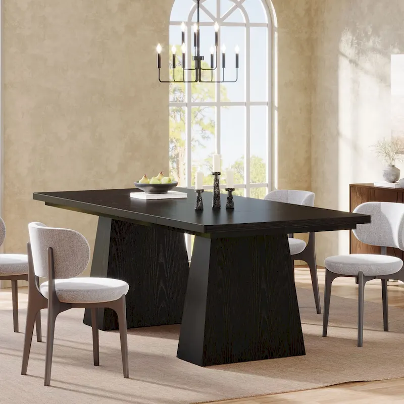 63 Inches Farmhouse Wood Kitchen Dining Table for 4-6