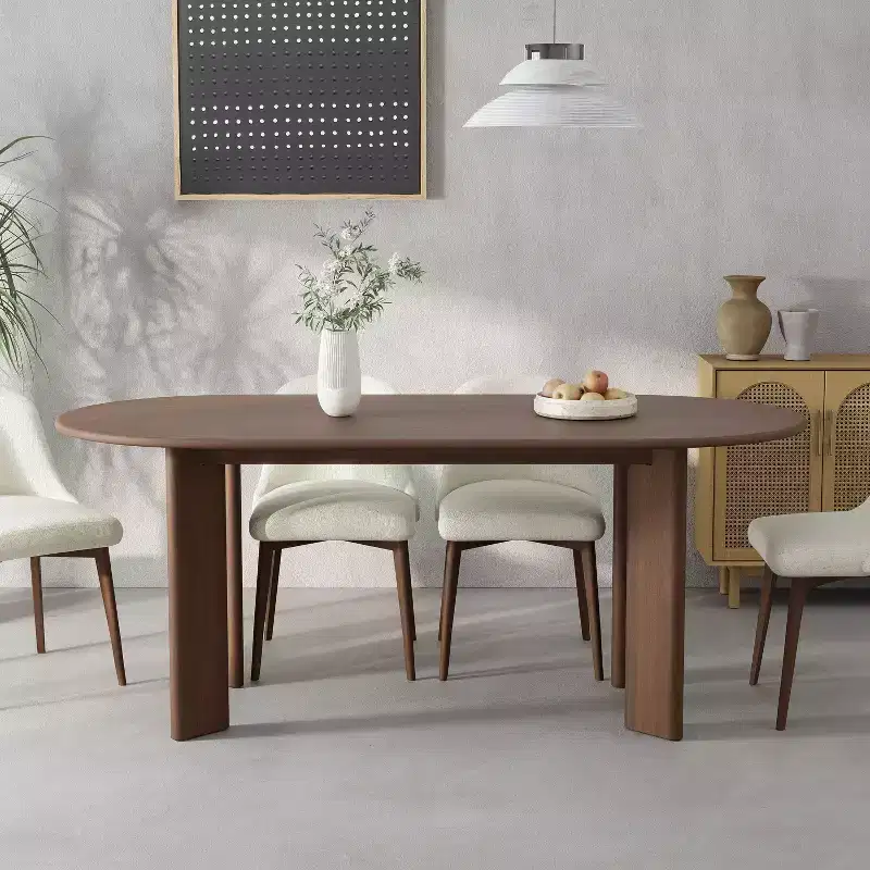 Brown Oval Farmhouse Dining Table, Seats 6