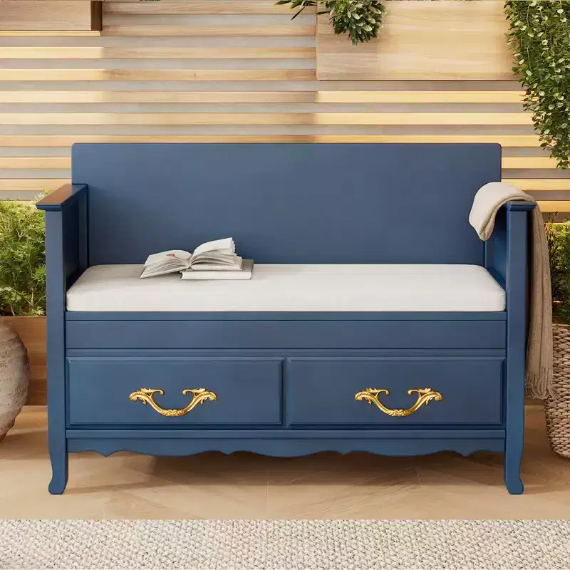 Clihome Shoe Bench with Removable Cushion, Entryway Bench with Hidden Storage for Entrance and Living Room, Shoe Storage Bench with Back