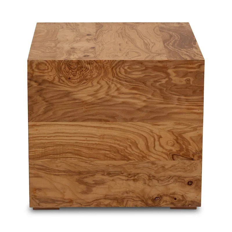 Modern Natural Burl Wood Veneer Side Table, 18