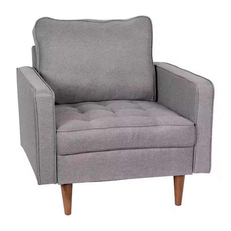 Merrick Lane Mid-Century Modern Armchair with Tufted Upholstery & Solid Wood Legs