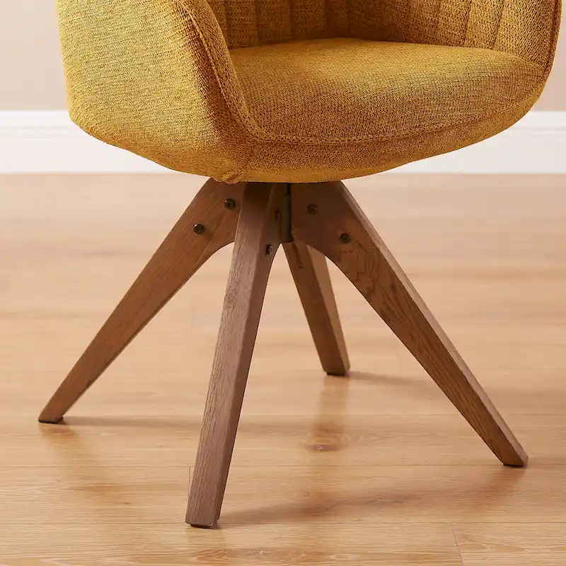 Art Leon Set of 2 Mid-century Swivel Dining Chairs with Wood Legs