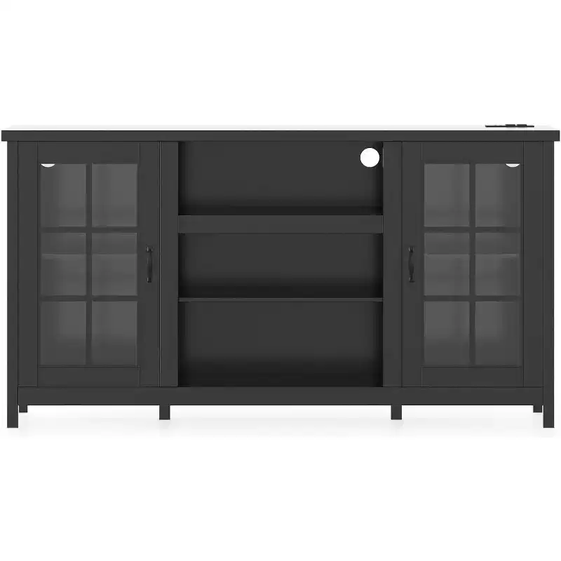 TV Stand for 65 Inch TVs, 59 Modern Media Console with Storage Cabinets & Power Ports for Living Room or Office