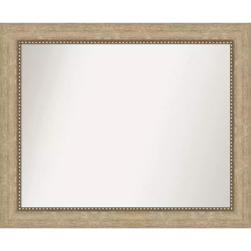 Non-Beveled Champagne Bathroom Wall Mirror - Beaded Frame