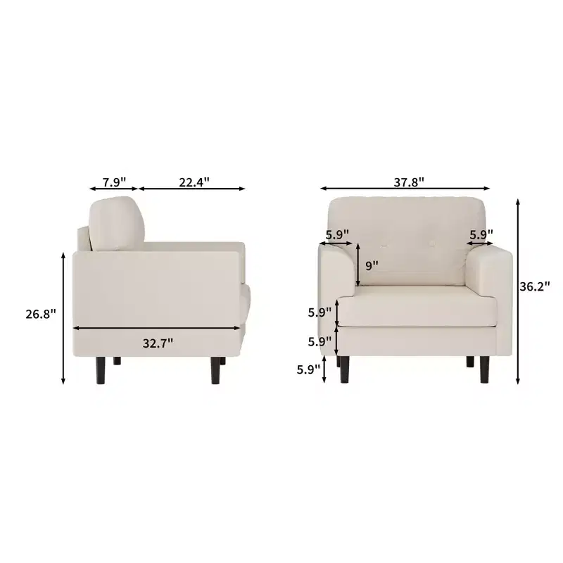 Oversized Accent Chair,Upholstered Living Room Chairs,Single Sofa Chair,Comfy Reading Lounge Armchair for Apartment, Bedroom, Office