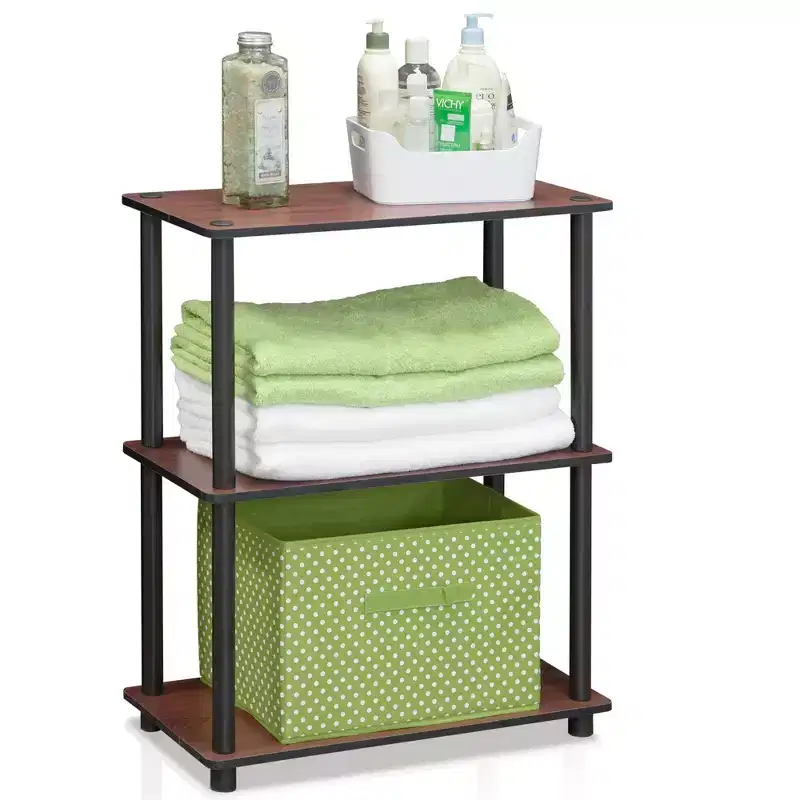 3-Tier Industrial Bookcase Compact Open Storage Shelf Display Rack