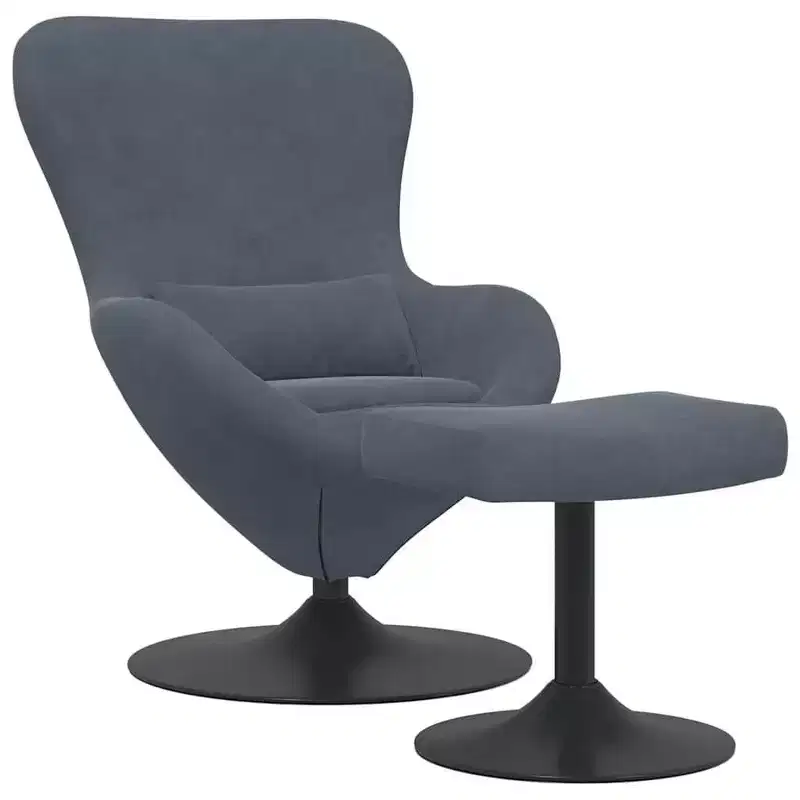 Egg Chair with Footstool Velvet