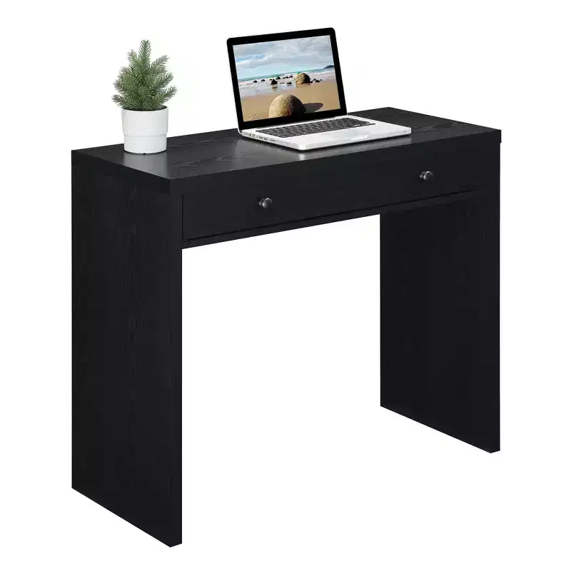 HomeStock 28 in.H Black Color 95% Recycled PET (Polyethylene Terephthalate) Computer Desks with Open Storage Shelf
