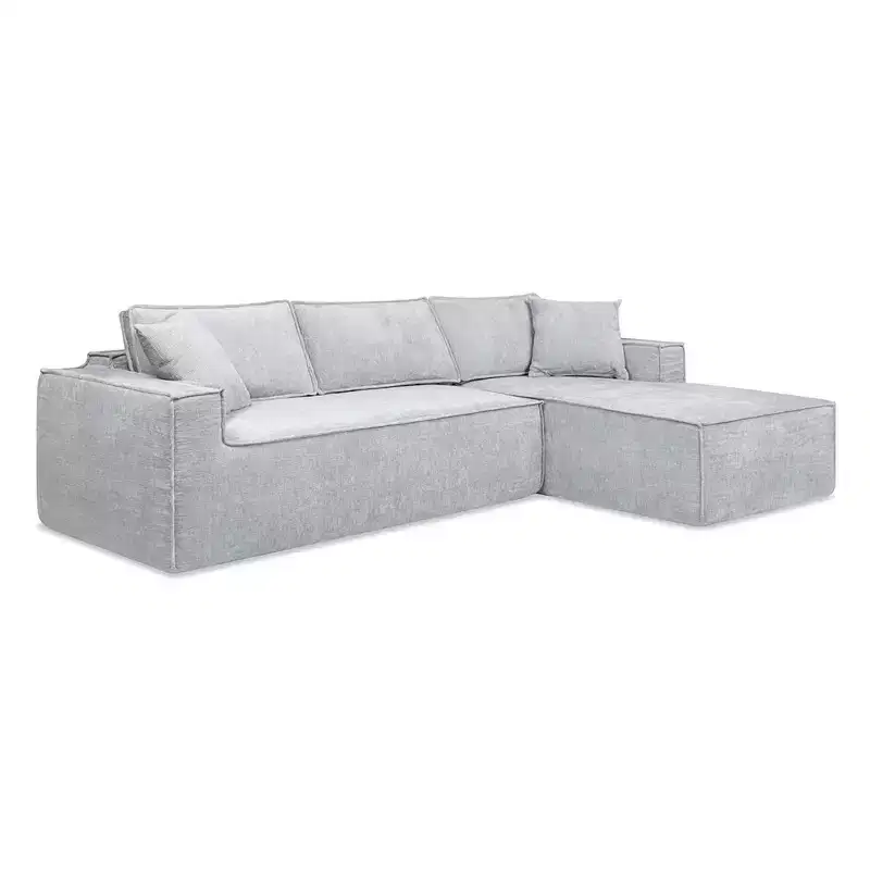 Jennifer Taylor Home Brenley 110.5 RAF Sofa-in-a-Box Sectional Sofa, Ash Gray Chenille