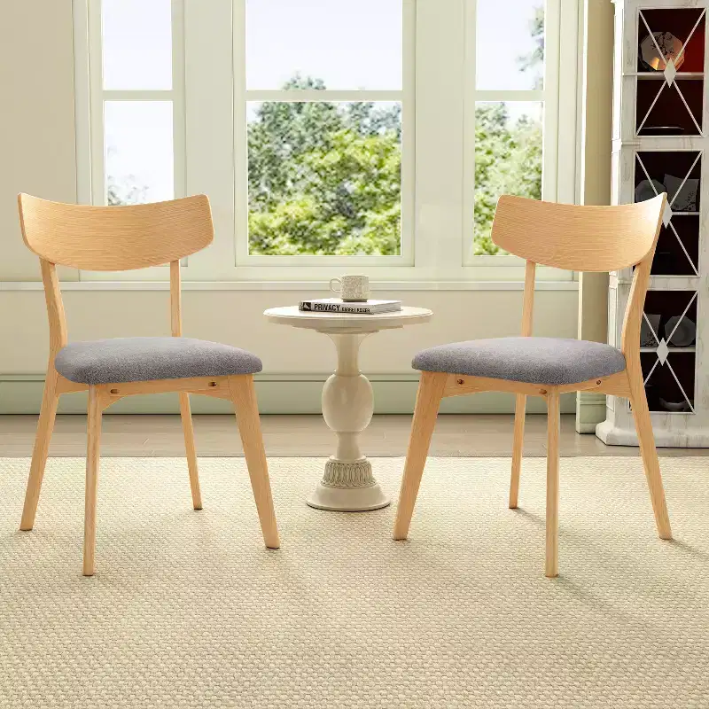 Christopher Knight Home Hugh Upholstered Fabric Rubberwood Dining Chair (Set of 2)