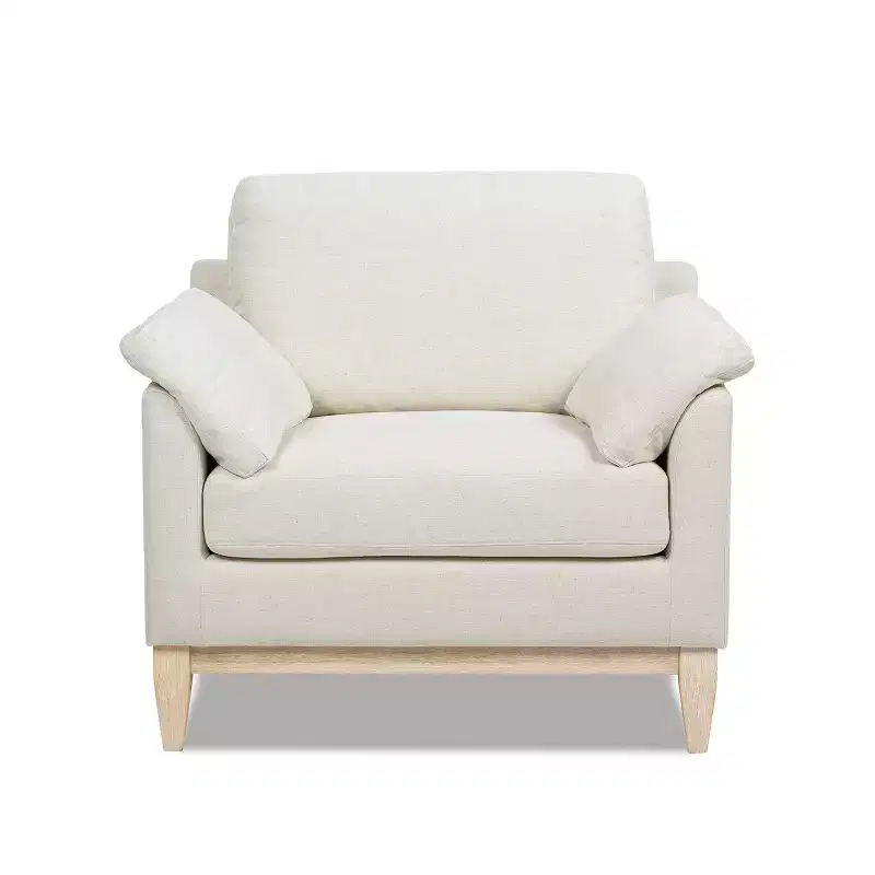 36 Wide Modern Farmhouse Accent Arm Chair in Flax White