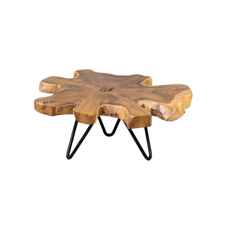 Live-Edge Teak Shelf (with Iron Base)