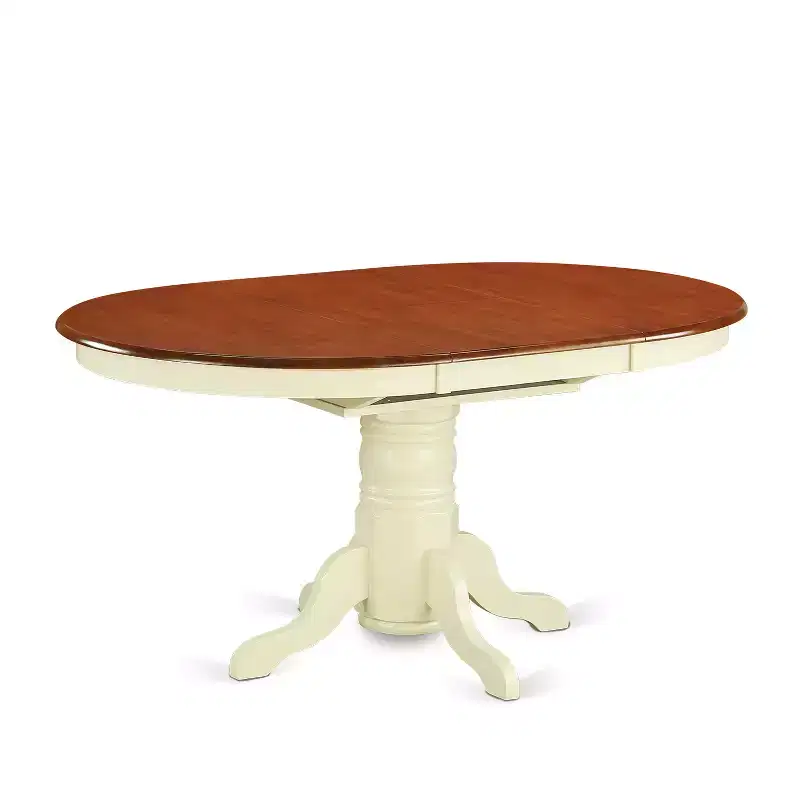 7-Piece Oval Buttermilk & Cherry Finish Solid Wood Top Dining Table with 6-Chairs with