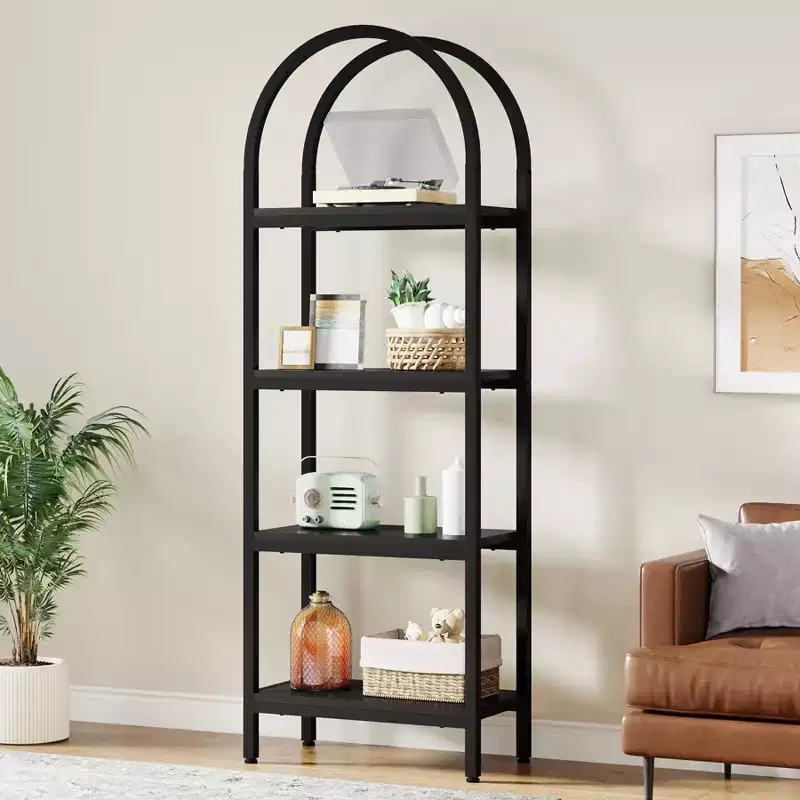 Lantine 70.8 4-Tier Open Arched Bookshelf