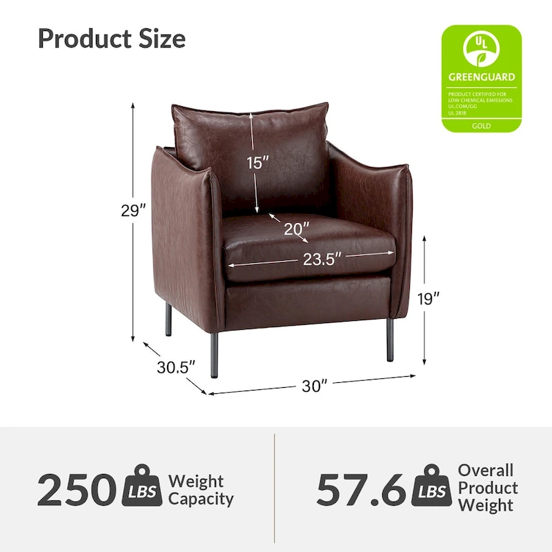 Jaime Modern Vegan Leather Accent chair with Metal Legs Set of 2 by HULALA HOME