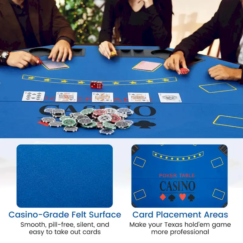 Costway 48 Poker Table Top - 8 Player Foldable Texas Holdem Poker - See Details
