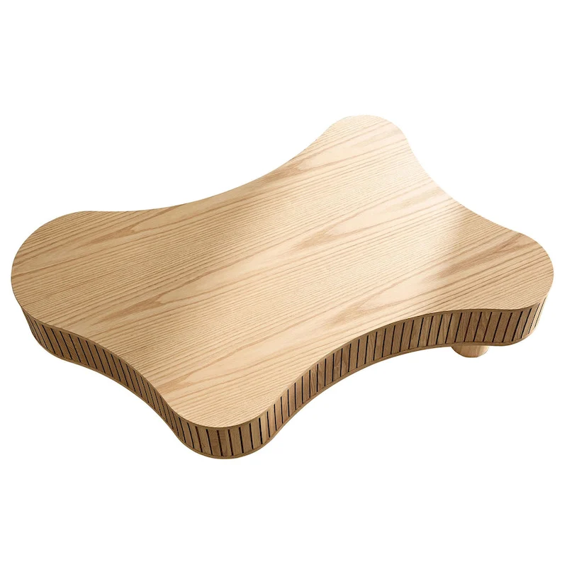 42.52 Inch Modern Wooden Handcraft Drum Coffee Table