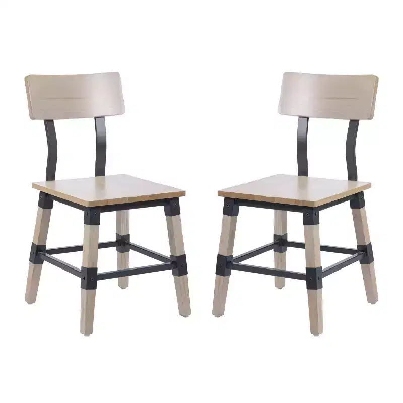 Merrick Lane Dining Chairs with Steel Supports and Footrest - Set Of 2
