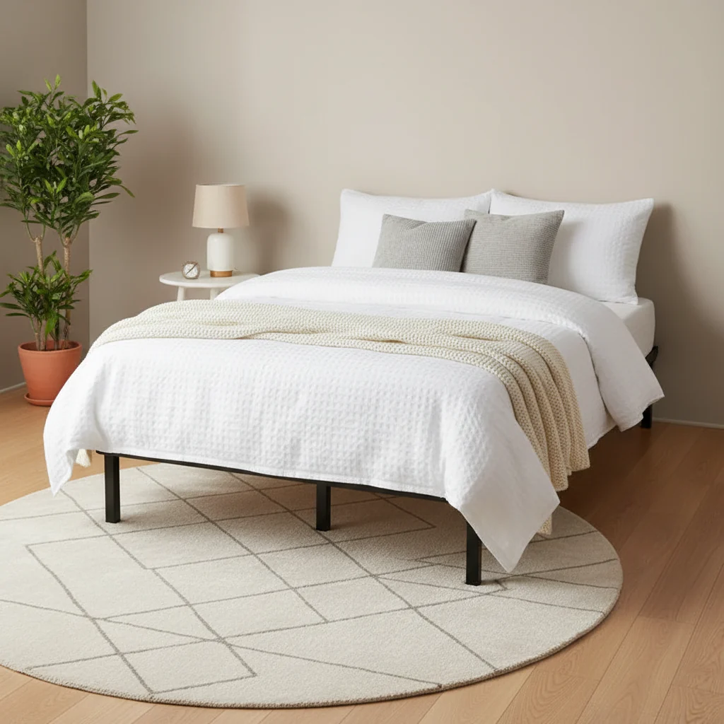 Twin 7" Metal Bed Frame Black - Steel Construction, 9-Leg Support, Toe-Friendly Design
