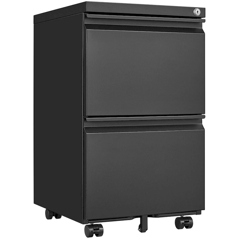 2 Drawer File Cabinet with Lock,Metal Under Desk Rolling Filing Cabinet fits Letter/Legal/A4 Size,Mobile Filing Cabinet