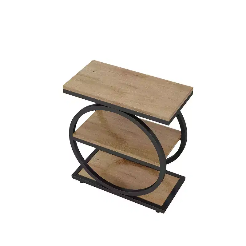 Industrial 3 Tier Sofa Side Table Slim Design Multifunctional Home Use