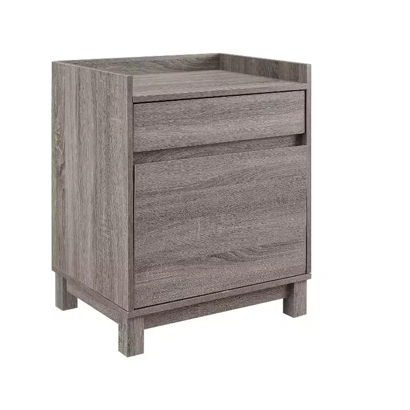 Modern Lateral File Cabinet with 1 File Drawer and 1 Small Drawer, Gray Wood